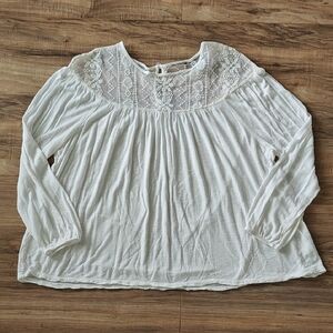 EUC White Mesh Top Blouse